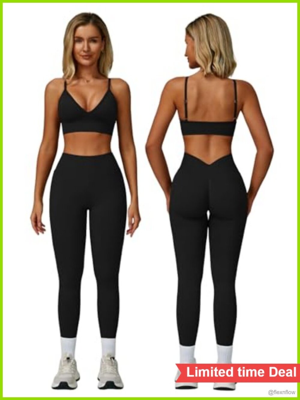 2 Piece Workout Set Sports Bra High Waist Butt Lifting Leggings Gym
